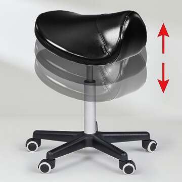 Master Massage Ergonomic Saddle Chair-Saddle Stool- Hydraulic Swivel Rolling Chair-Salon Clinical Tattoo Dentist Clinic Stool, Spas, Salons Stools, Workshop Office-Black