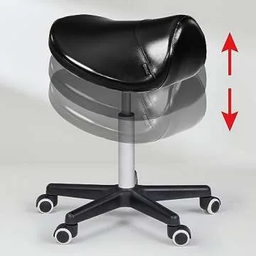 Master Massage Ergonomic Saddle Chair-Saddle Stool- Hydraulic Swivel Rolling Chair-Salon Clinical Tattoo Dentist Clinic Stool, Spas, Salons Stools, Workshop Office-Black
