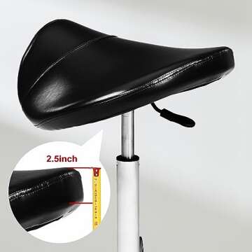 Master Massage Ergonomic Saddle Chair-Saddle Stool- Hydraulic Swivel Rolling Chair-Salon Clinical Tattoo Dentist Clinic Stool, Spas, Salons Stools, Workshop Office-Black