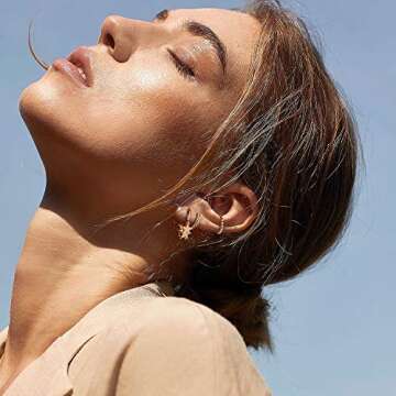 FETTERO Women Spike Earrings Gold Huggie Hoops 14K Gold Plated Small Hoop Earrings for Women Boho Simple Delicate Gold Earrings Handmade Hypoallergenic Earrings Jewelry Gift