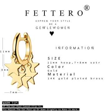 FETTERO Women Spike Earrings Gold Huggie Hoops 14K Gold Plated Small Hoop Earrings for Women Boho Simple Delicate Gold Earrings Handmade Hypoallergenic Earrings Jewelry Gift