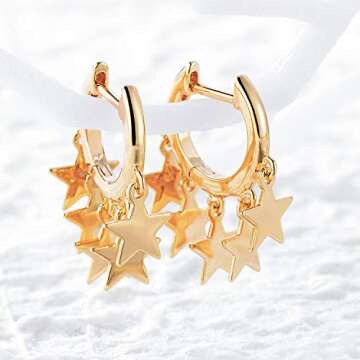 FETTERO Women Spike Earrings Gold Huggie Hoops 14K Gold Plated Small Hoop Earrings for Women Boho Simple Delicate Gold Earrings Handmade Hypoallergenic Earrings Jewelry Gift