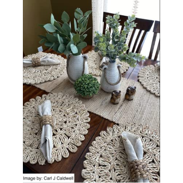 Eco-Friendly Vintage Jute Table Runner for Boho Decor