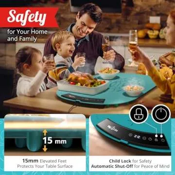 Warming Mat for Food Extra Large Round - Full Surface Heating Food Warming Mat for Countertop, 7 Temp Settings Pad, Silicone Electric Warmer Tray, Roll Up Portable Heating Trays for Buffets Party