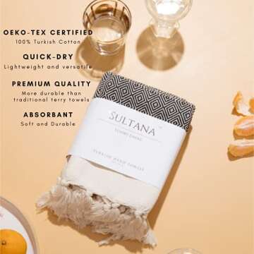 Sultana Luxury Linens - Turkish Hand Towels Set of 4 | 100% Turkish Cotton | Decorative Kitchen and ...