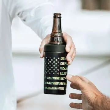 Frost Buddy Universal Can Cooler - Fits All - For Regular 12 & 16 oz or Slim-Size Bottles - Insulated Double-Walled Stainless Steel (MatteBlack)