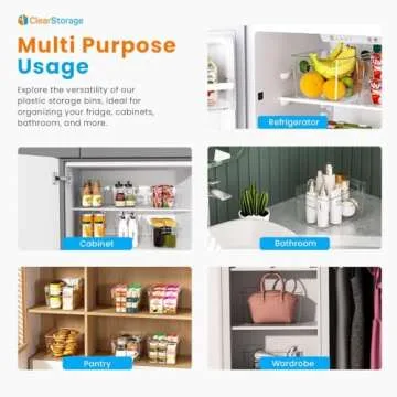 ClearStorage Clear Plastic Storage Bins, 8 Pack Pantry Organizers and Storage with Handle, Pantry St...