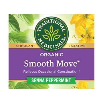 Traditional Medicinals Tea, Organic Smooth Move Peppermint, Relieves Occasional Constipation, Senna, 16 Tea Bags