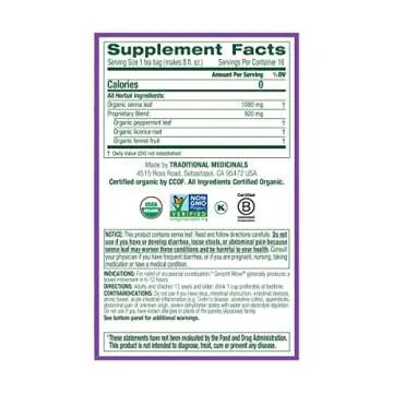 Traditional Medicinals Tea, Organic Smooth Move Peppermint, Relieves Occasional Constipation, Senna, 16 Tea Bags