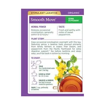 Traditional Medicinals Tea, Organic Smooth Move Peppermint, Relieves Occasional Constipation, Senna, 16 Tea Bags