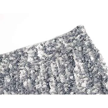 MANER Women's Sequin Skirt Sparkle Stretchy Bodycon Mini Skirts Night Out Party (S/US 4-6, Silver Grey)