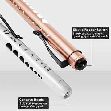 Trauma Shears & Pen light for nurses - 7.5" Fluoride Coated Medical scissors and LED Penlight for Nurse, Doctor, First Aid, EMT, EMS, Nursing (Black Bandage Scissor + Gold & White Pen lights)