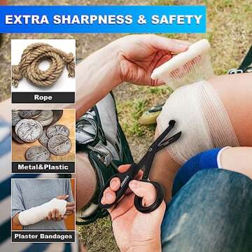 Trauma Shears & Pen light for nurses - 7.5" Fluoride Coated Medical scissors and LED Penlight for Nurse, Doctor, First Aid, EMT, EMS, Nursing (Black Bandage Scissor + Gold & White Pen lights)