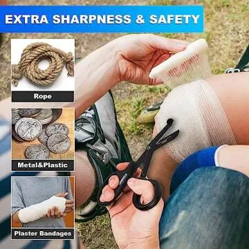 Trauma Shears & Pen light for nurses - 7.5" Fluoride Coated Medical scissors and LED Penlight for Nurse, Doctor, First Aid, EMT, EMS, Nursing (Black Bandage Scissor + Gold & White Pen lights)