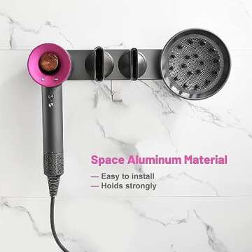 Foho Wall Mount Hair Dryer Holder Compatible for Dyson Supersonic, Magnetic Bracket Stand Storage Or...