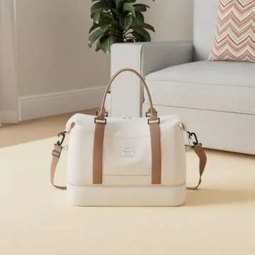 Travel Duffel Bag with Shoes Compartment, Weekender Overnight Bag for Women,Carry on Personal Item B...