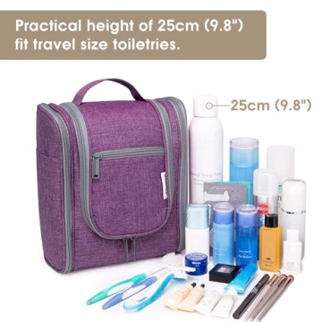 Narwey Hanging Toiletry Bag - Travel Organizer Dark Purple