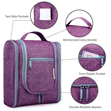 Narwey Hanging Toiletry Bag - Travel Organizer Dark Purple