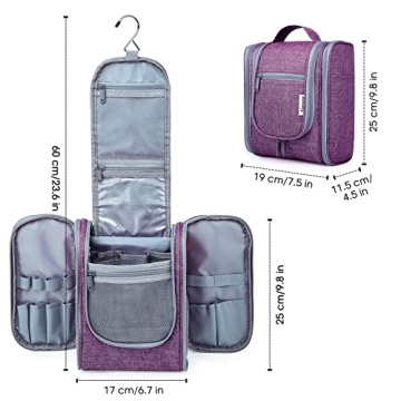 Narwey Hanging Toiletry Bag - Travel Organizer Dark Purple