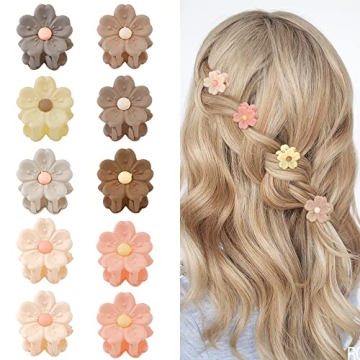 AHONEY 10Pcs Mini Flower Hair Clips for Women Girls