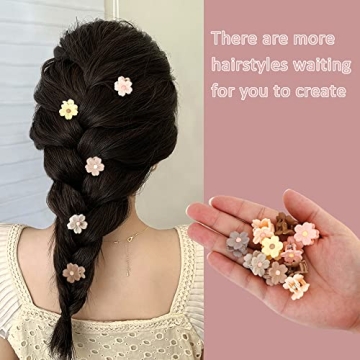 AHONEY 10Pcs Mini Flower Hair Clips for Women Girls