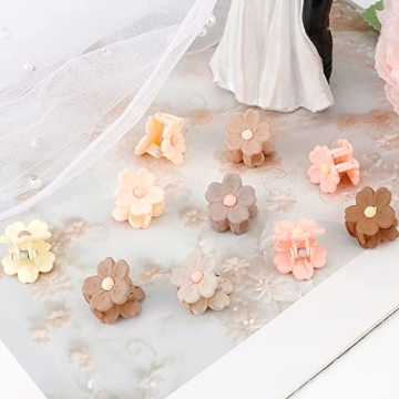 AHONEY 10Pcs Mini Flower Hair Clips for Women Girls