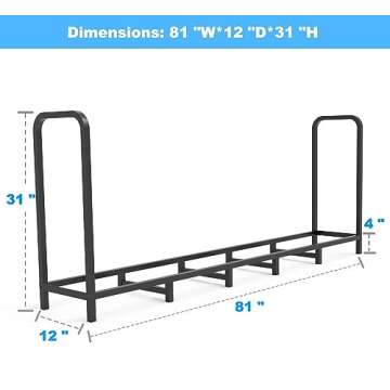 Tikimilor 6.7ft Firewood Rack Holder, Adjustable Heavy Duty Fire Log Stacker Stand for Fireplace, Ou...