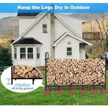 Tikimilor 6.7ft Firewood Rack Holder, Adjustable Heavy Duty Fire Log Stacker Stand for Fireplace, Outdoor Indoor Metal Wood Pile Storage Organizer, Patio Logs Stand tool, Black