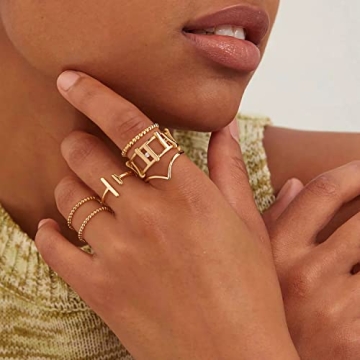 Elegant GNIRTSI Gold Beaded Ring - Minimalist Stackable Jewelry