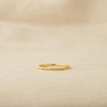 Elegant GNIRTSI Gold Beaded Ring - Minimalist Stackable Jewelry