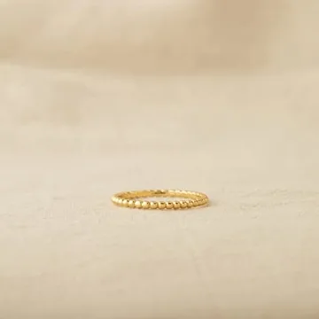 Elegant GNIRTSI Gold Beaded Ring - Minimalist Stackable Jewelry