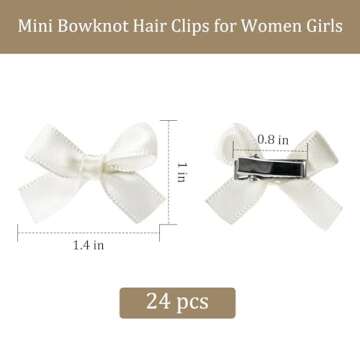 24 Pieces Mini Bowknot Hair Clips for Women Girls, Small Cute Bows Hair Ribbon Alligator Clips, Char...