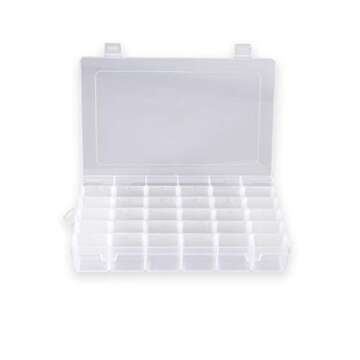 SYMPABASIC SOUFFAHOUSE Plastic Organizer Container Box 36 Compartments Jewelry Storage Box with Adju...