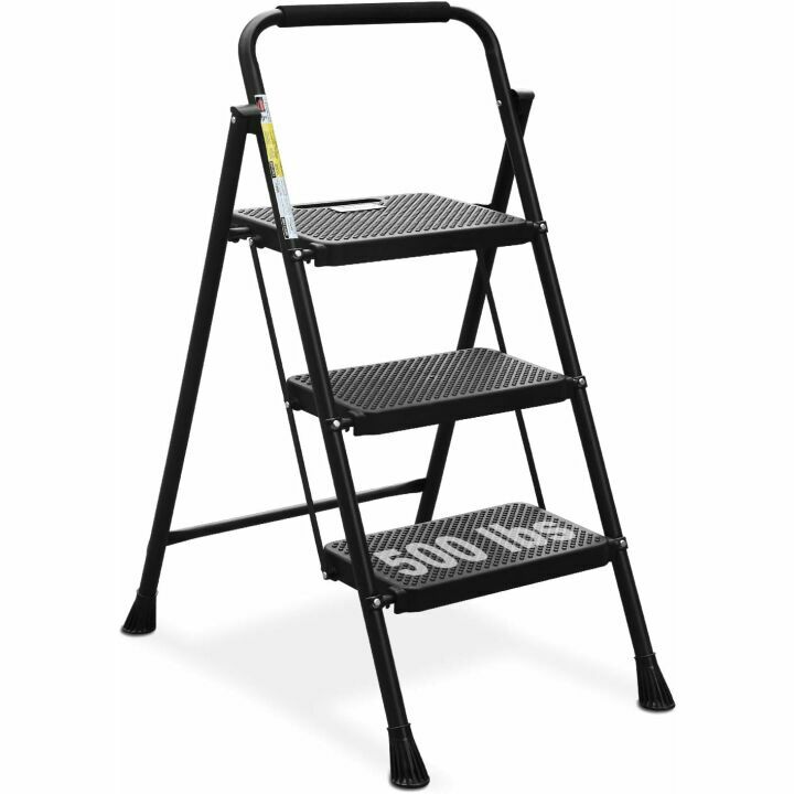 HBTower Folding 3 Step Ladder - Sturdy & Portable