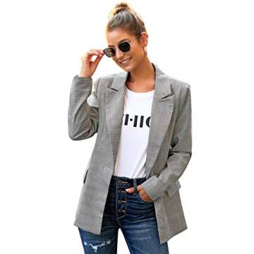 Stylish GRAPENT Women’s Plaid Blazer for Office Wear