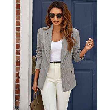 Stylish GRAPENT Women’s Plaid Blazer for Office Wear