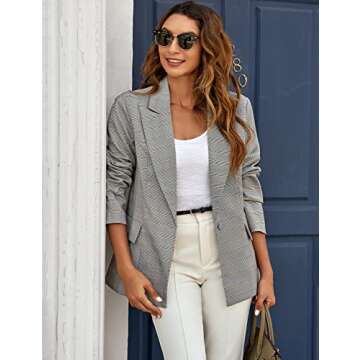 Stylish GRAPENT Women’s Plaid Blazer for Office Wear