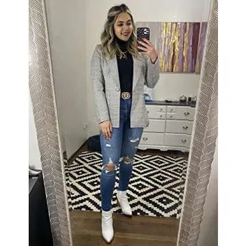 Stylish GRAPENT Women’s Plaid Blazer for Office Wear