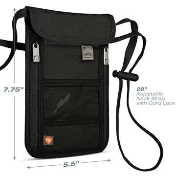 Lewis N. Clark RFID Blocking Stash Neck Wallet, Travel Pouch + Passport Holder for Women & Men, Black, One Size