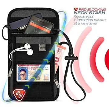 Lewis N. Clark RFID Blocking Stash Neck Wallet, Travel Pouch + Passport Holder for Women & Men, Black, One Size