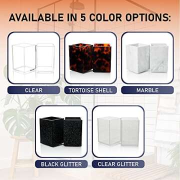 Acrylic Pen Holder Two Pack, 5mm Clear Pencil Holder for Desk, Storing Office Supplies, Makeup Brush Holders, Toothbrush, Hairbrush, Pencil Cup, Stationery, Pen Organizer, 3x3x4.5 Inches (Clear)