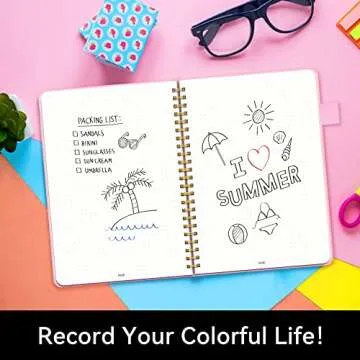 Alltree Spiral Dot Grid Notebook Journal, Dotted Paper Notebook for Work, Hardcover Spiral Notebook with Pen Loop, Pocket, Stickers, 160 Pages, Journal for Women & Men, Pink(6"x8.5")