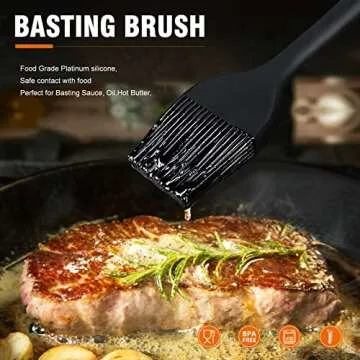 Walfos Silicone Pastry Brush, Heat Resistant Basting Brush Set, Perfect for Baking,BBQ Grill,Kitchen Cooking,Strong Steel Core and One-Pieces Design,BPA Free and Dishwasher Safe (5 Pcs)