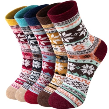Premium Loiyadn Women's Wool Socks - 5 Pairs of Cozy Comfort