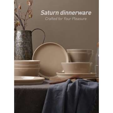 Famiware Saturn Dinnerware Sets, 12 Pieces Dish Set, Plates and Bowls Sets for 4, Cinnamon Brown