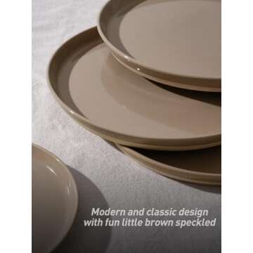 Famiware Saturn Dinnerware Sets, 12 Pieces Dish Set, Plates and Bowls Sets for 4, Cinnamon Brown