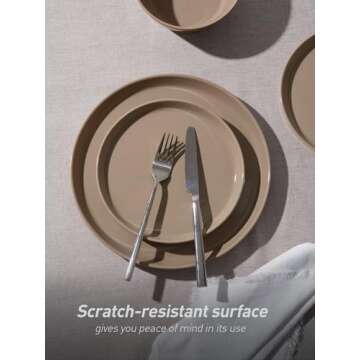 Famiware Saturn Dinnerware Sets, 12 Pieces Dish Set, Plates and Bowls Sets for 4, Cinnamon Brown