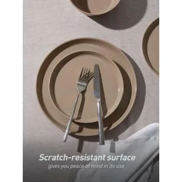 Famiware Saturn Dinnerware Sets, 12 Pieces Dish Set, Plates and Bowls Sets for 4, Cinnamon Brown