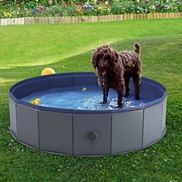Niubya Foldable Dog Pool, Collapsible Hard Plastic Dog Swimming Pool, Portable Bath Tub for Pets Dogs and Cats, Pet Wading Pool for Indoor and Outdoor, 32 x 8 Inches