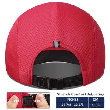 GADIEMKENSD Women's Race Day Running Hat Performance Mesh Baseball Cap - Excellent Ventilation, Lightweight, Reflective Safety Ponytail Hats for Exercise Golf Hiking Beach Workout Gym Red